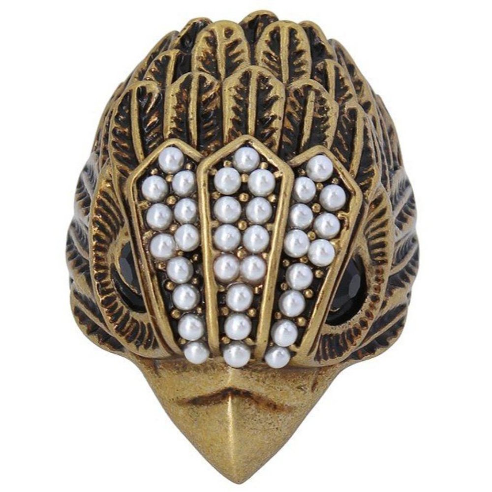 Kurt Geiger London Ring Signature Eagle Crest Pearl  Cocktail Ring - Picture 2 of 13
